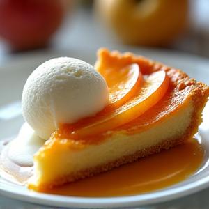 Tarte Tatin revisitée avec une boule de glace à la vanille
