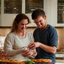 Photo d'Audrey et Marc en train de cuisiner ensemble