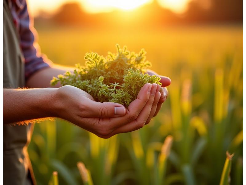 Des mains d'agriculteurs cueillant des légumes frais, avec un filtre chaleureux, symbolisant le commerce équitable et l'agriculture durable.