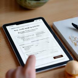Une main tapant sur un écran de tablette affichant un calendrier de commande, symbolisant la facilité de réservation des produits en ligne.