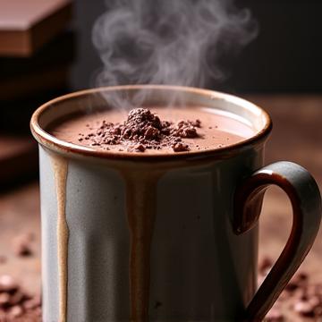 Tasses de chocolat chaud maison onctueux, garnishées de quelques copeaux de chocolat.