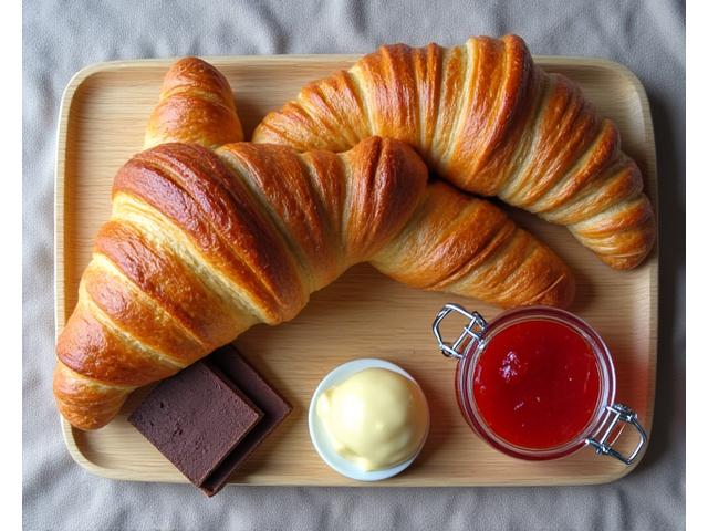 Panier Classique de petit-déjeuner avec croissants pur beurre, pain au chocolat et baguette tradition.