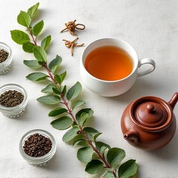 Assortiment de thés premium dans de beaux emballages et une théière raffinée.